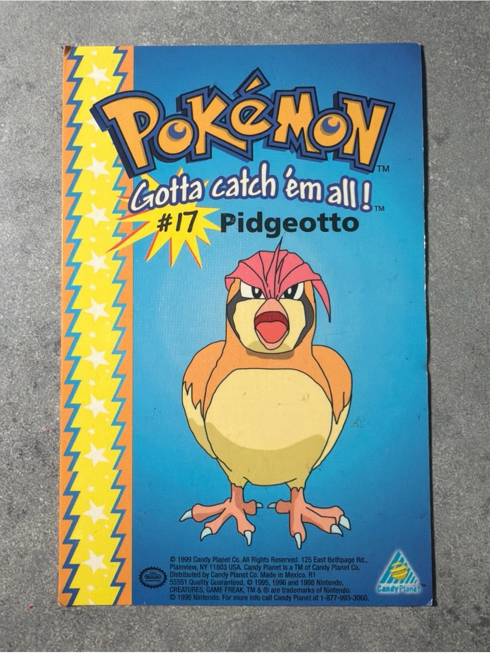 Pidgeotto # 17 Vintage Pokemon Candy Planet Puzzle Card 1999 Nintendo